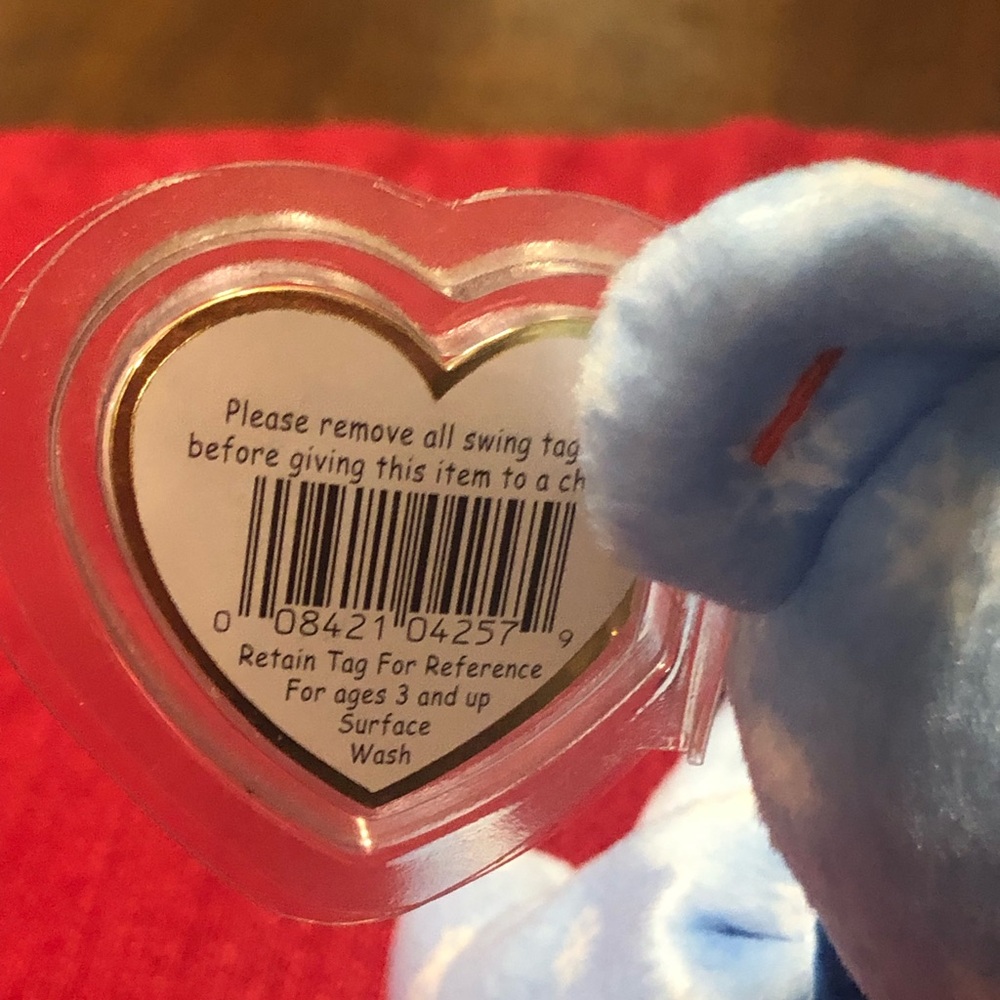 TY 1999 Beanie Babies Holiday Light Blue Snowflakes Teddy Bear - Picture 3 of 7